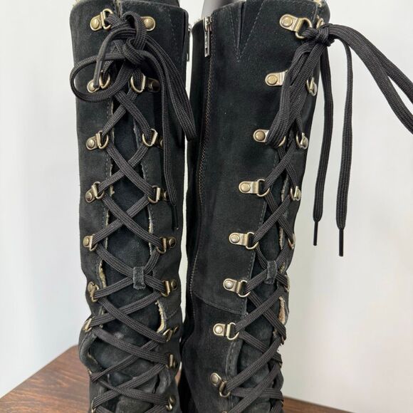 Timberland Women’s black leather suede tall boot size 7 side zip - Picture 3 of 14